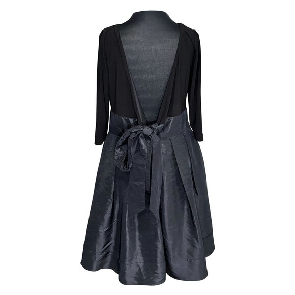 Simply Liliana Black Dress W/ Satin Skirt & Beaded Sleeve Detail Size 10 Womens - Picture 4 of 11